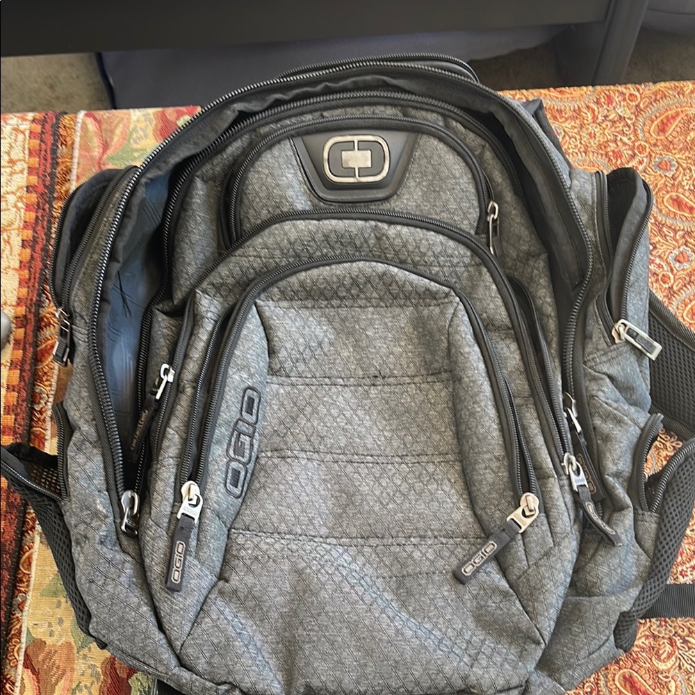 OGIO Gray Backpack with Quilted Design and Padded Sections